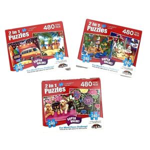 CraZart‎ 2 in 1  Puzzles Lot of 3 Boxes 6 Puzzles Total Puzzle Size 11.25" x 9"